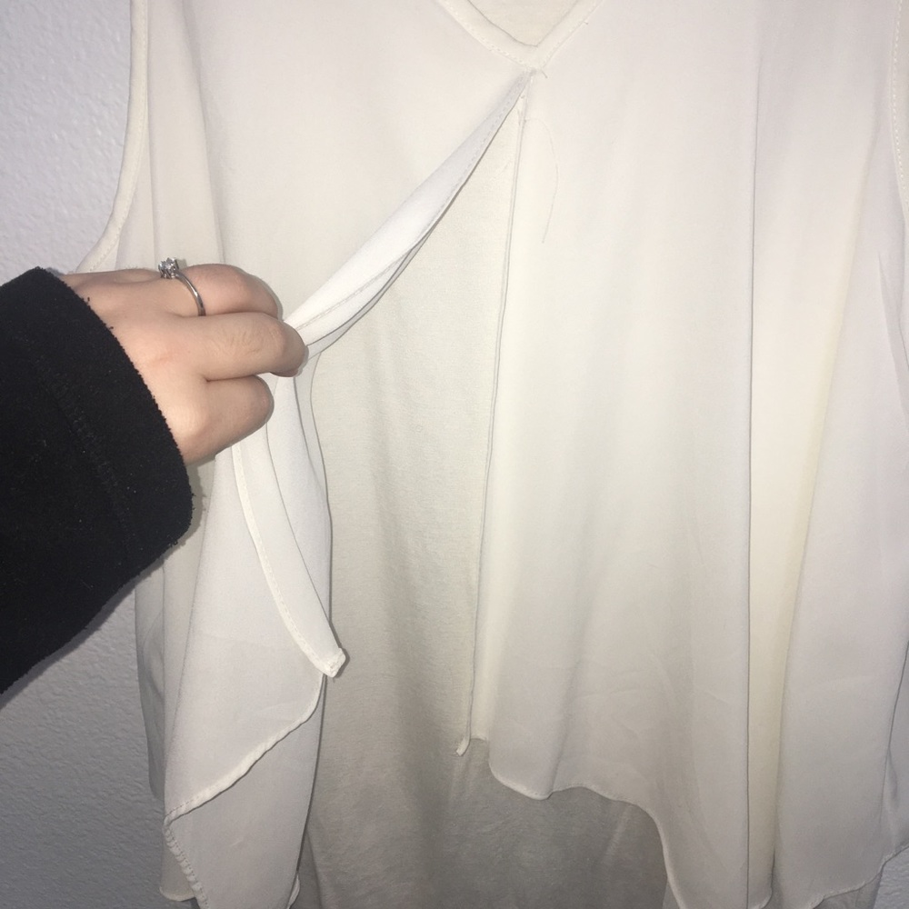 **SOLD LOCALLY** Beige Split Blouse - Picture 2 of 4